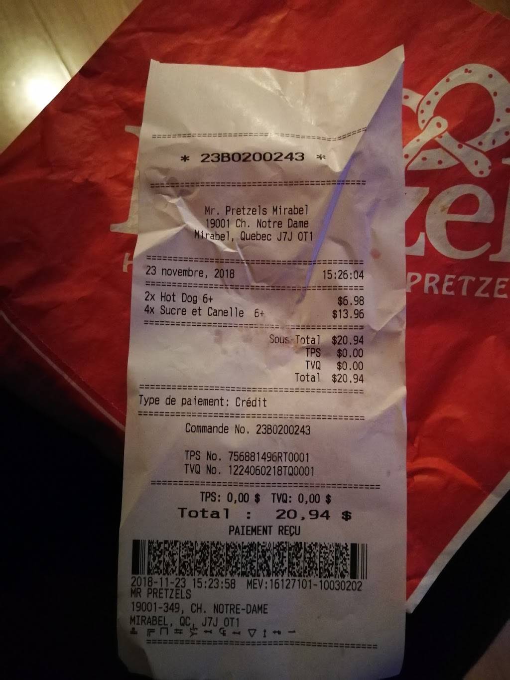 Mr. Pretzels | restaurant | 19001 Chemin Notre Dame, Mirabel, QC J7J 0T1, Canada | 4504193247 OR +1 450-419-3247