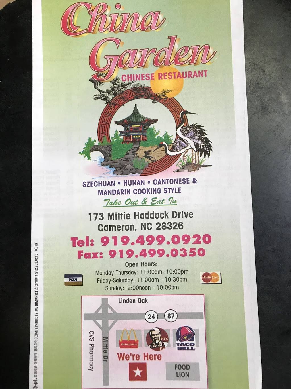 China Garden | restaurant | 173 Mittie Haddock Dr, Cameron, NC 28326, USA | 9194990920 OR +1 919-499-0920