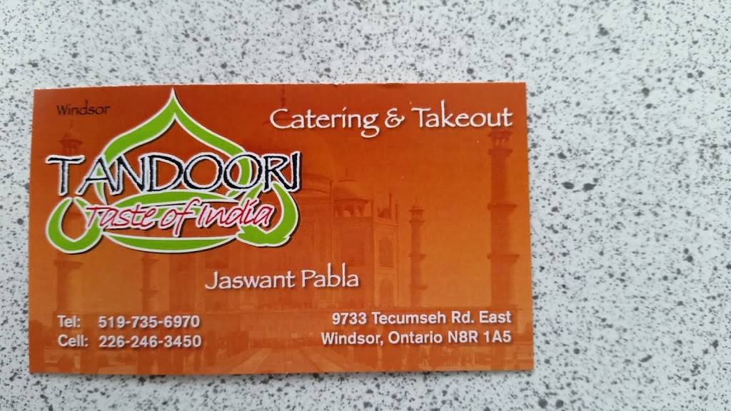 Tandoori Taste of India | meal takeaway | 9733 Tecumseh Rd E, Windsor, ON N8R 1A5, Canada | 5197356970 OR +1 519-735-6970