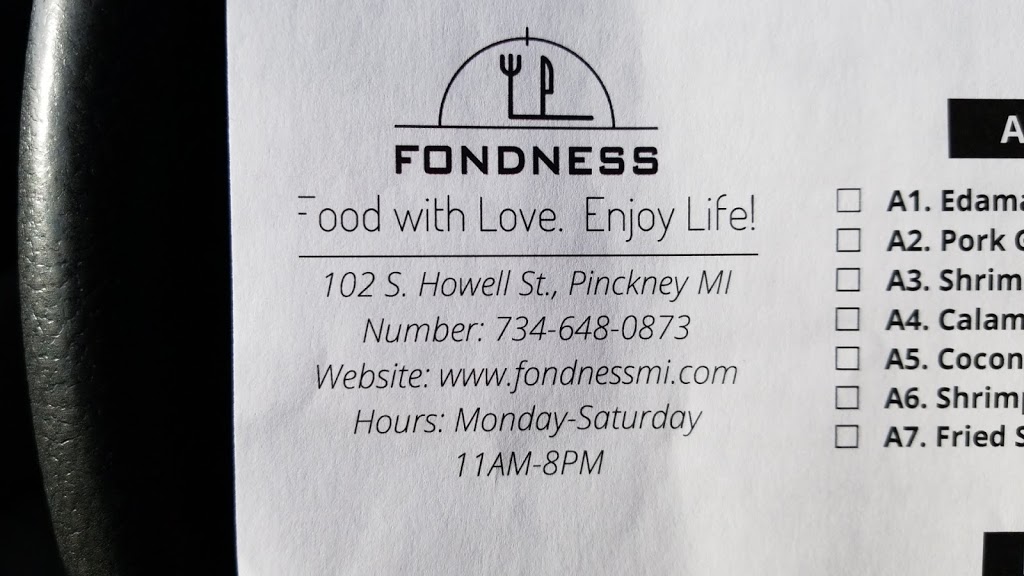 Fondness | restaurant | 102 S Howell St, Pinckney, MI 48169, USA | 7346480873 OR +1 734-648-0873