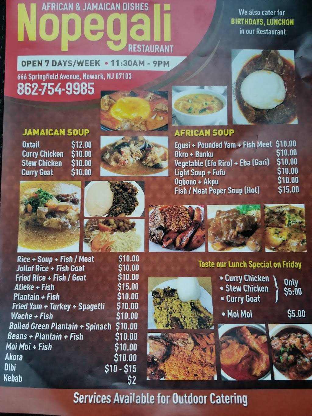 Nopegali International Restaurant | restaurant | 666 Springfield Ave, Newark, NJ 07103, USA | 8627549985 OR +1 862-754-9985