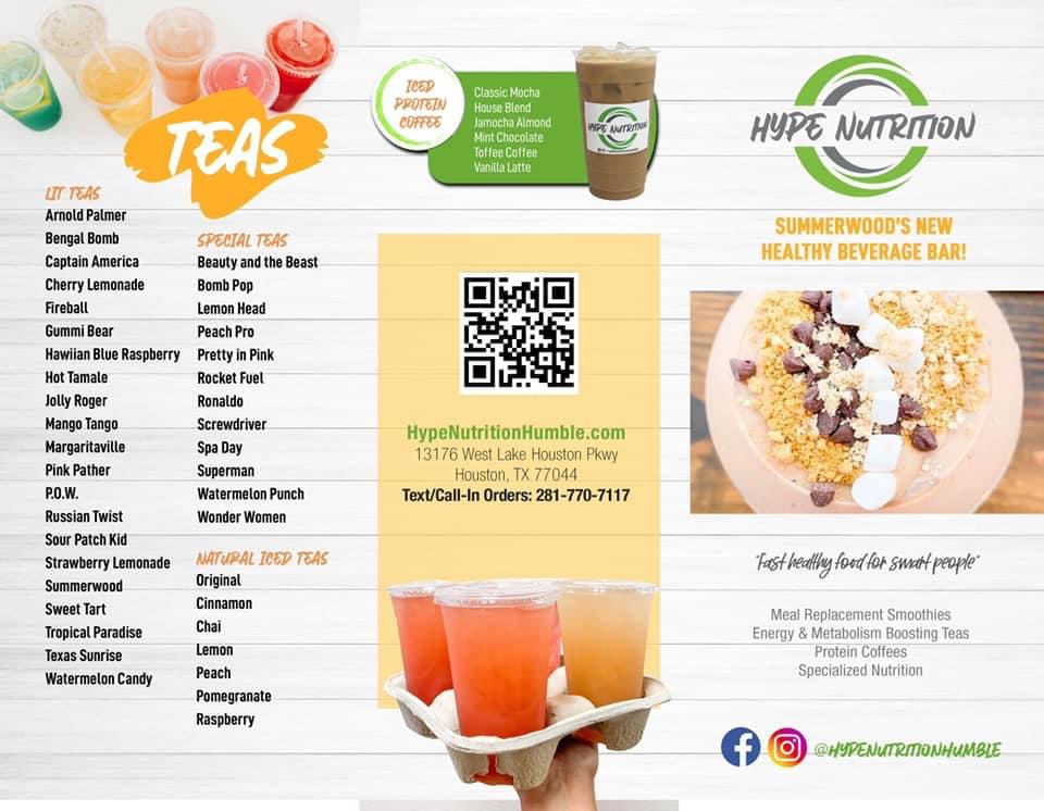 Hype Nutrition | restaurant | 13176 W Lake Houston Pkwy, Houston, TX 77044, USA | 2817707117 OR +1 281-770-7117