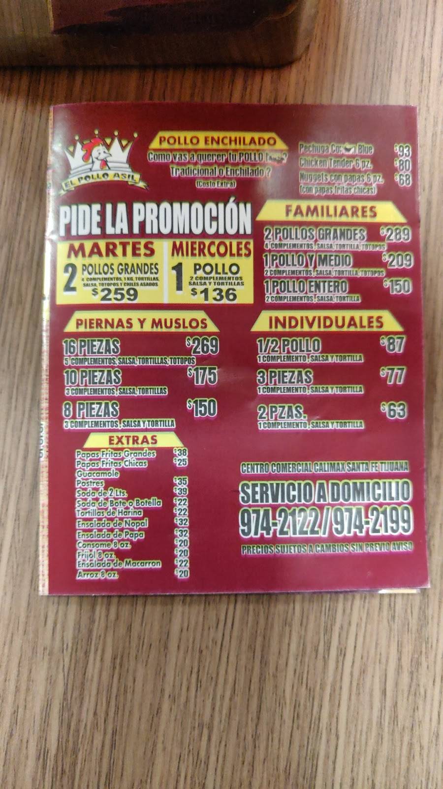 El Pollo Asil | restaurant | Centro Comercial Santa Fe L-4, Boulevard Santa Fe 10201, Santa Fe II, 22620 Tijuana, B.C., Mexico | 016645518274 OR +52 664 551 8274