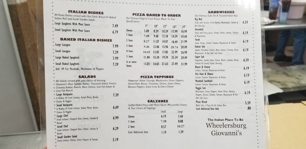 Giovannis Pizza | restaurant | 1147 Dogwood Ridge Rd, Wheelersburg, OH 45694, USA | 7405749393 OR +1 740-574-9393