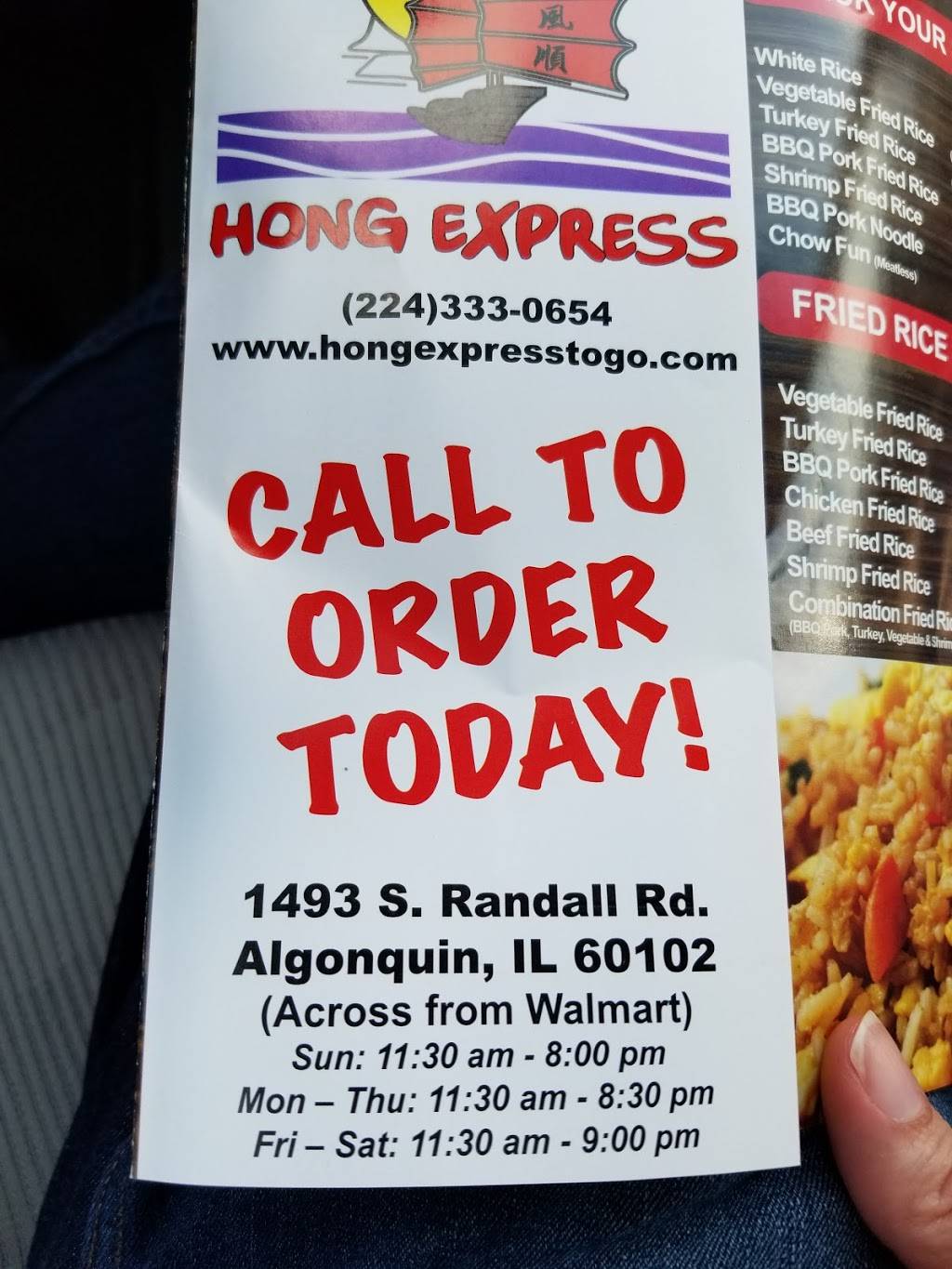 Hong Express | restaurant | 1493 S Randall Rd, Algonquin, IL 60102, USA | 2243330654 OR +1 224-333-0654
