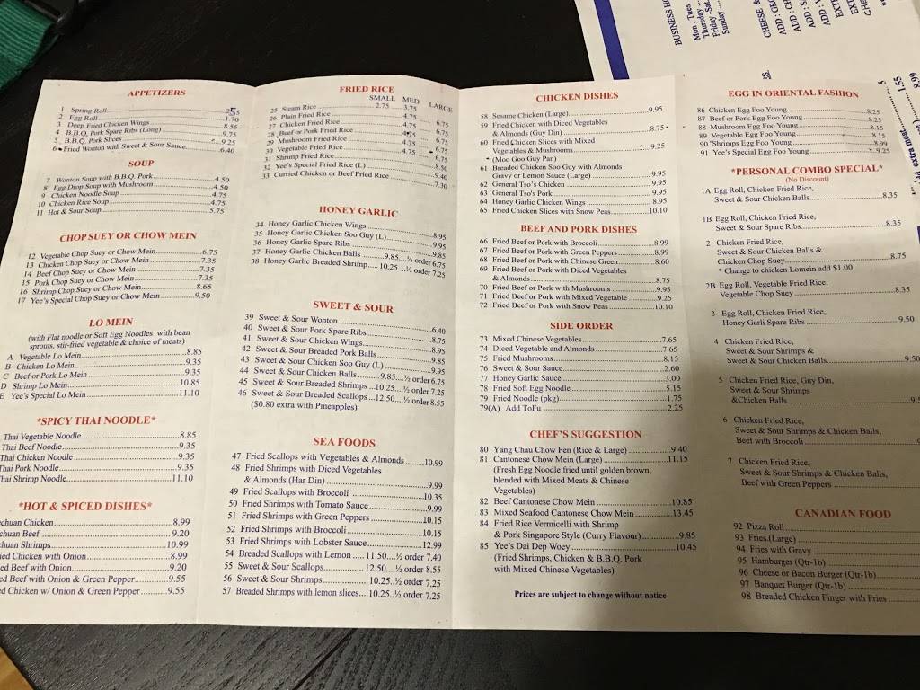 Yees Garden Chinese Foods | restaurant | 119 Parkhill Rd W, Peterborough, ON K9H 3G8, Canada | 7057433985 OR +1 705-743-3985