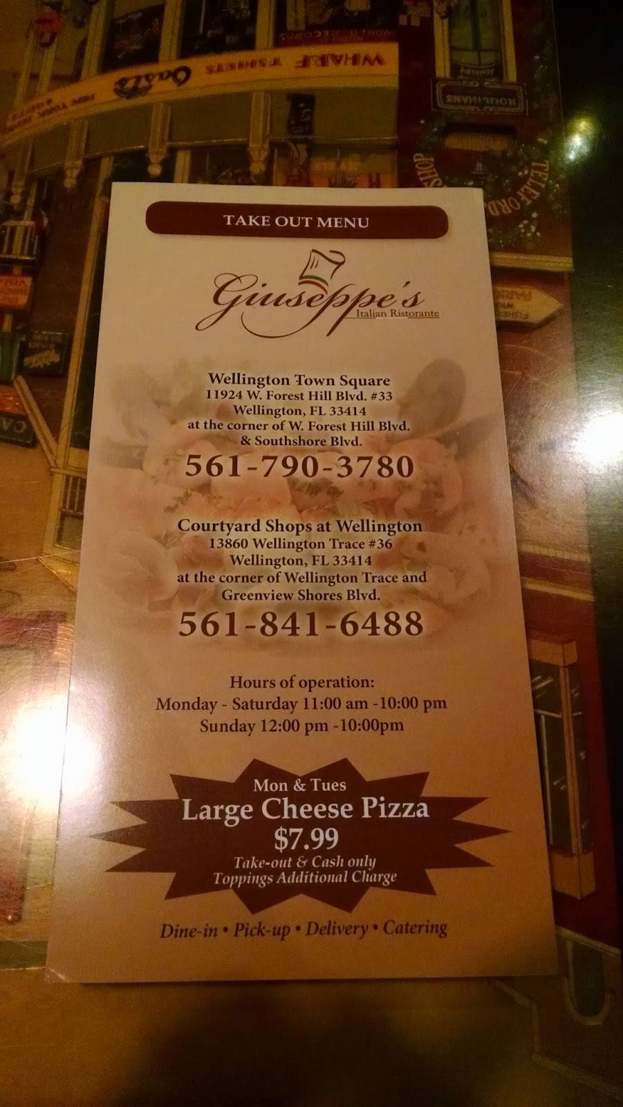 Giuseppes Italian Ristorante | restaurant | 11924 Forest Hill Blvd #33, Wellington, FL 33414, USA | 5617903780 OR +1 561-790-3780