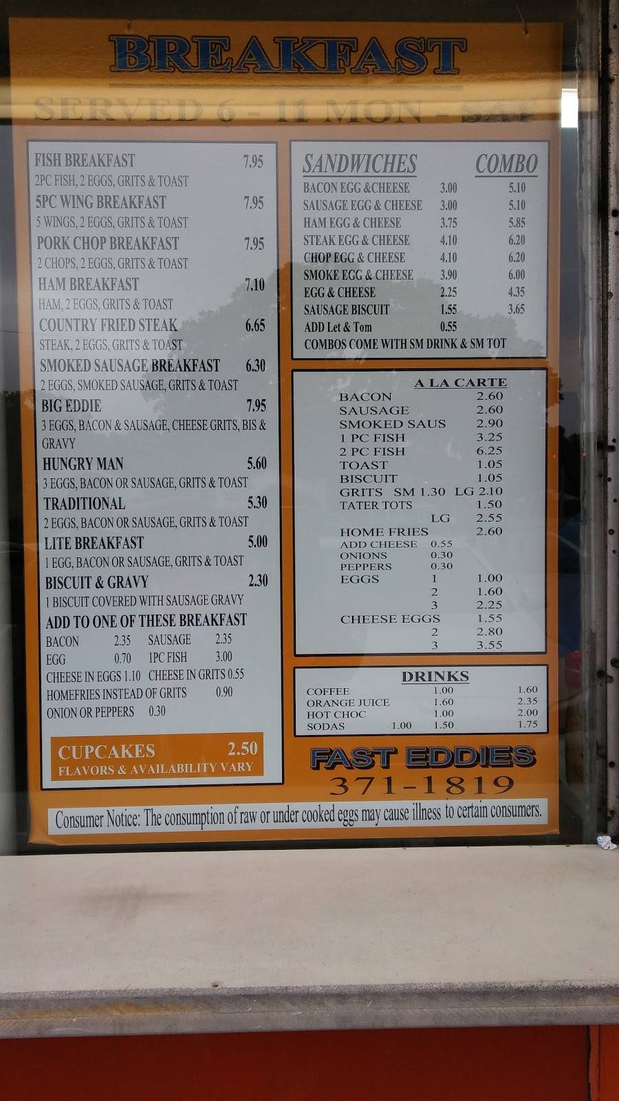 Fast Eddies | restaurant | 1509 SE Hawthorne Rd, Gainesville, FL 32641, USA | 3523711819 OR +1 352-371-1819