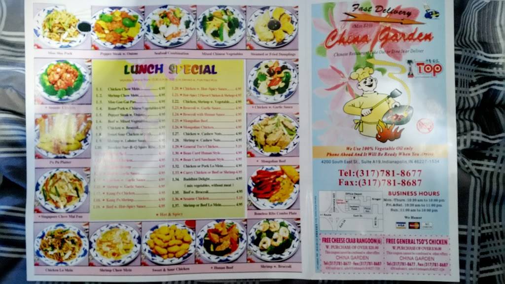 China Garden Restaurant | restaurant | 4200 S East St Suite #19, Indianapolis, IN 46227, USA | 3177818677 OR +1 317-781-8677