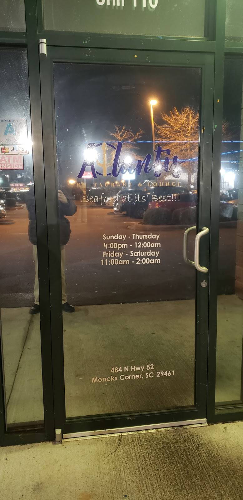 Atlantis Restaurant And Lounge | restaurant | 484 N U.S. Hwy 52 #110, Moncks Corner, SC 29461, USA | 8437611011 OR +1 843-761-1011