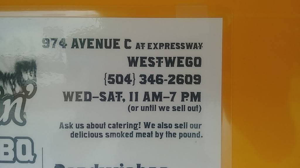 Wego Smokin Bbq | restaurant | 999-901 Ave C, Westwego, LA 70094, USA | 5043462609 OR +1 504-346-2609