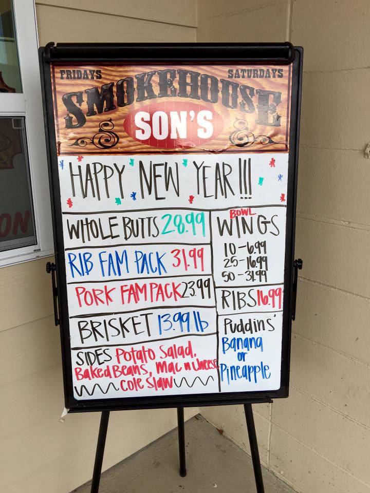 SONS SMOKEHOUSE | restaurant | 400 9th Ave, Jasper, AL 35501, USA | 2055121310 OR +1 205-512-1310
