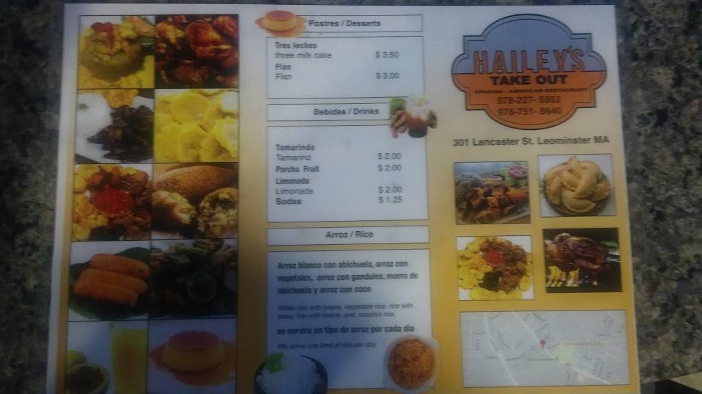 Haileys Take Out | restaurant | 301 Lancaster St, Leominster, MA 01453, USA | 9782275852 OR +1 978-227-5852