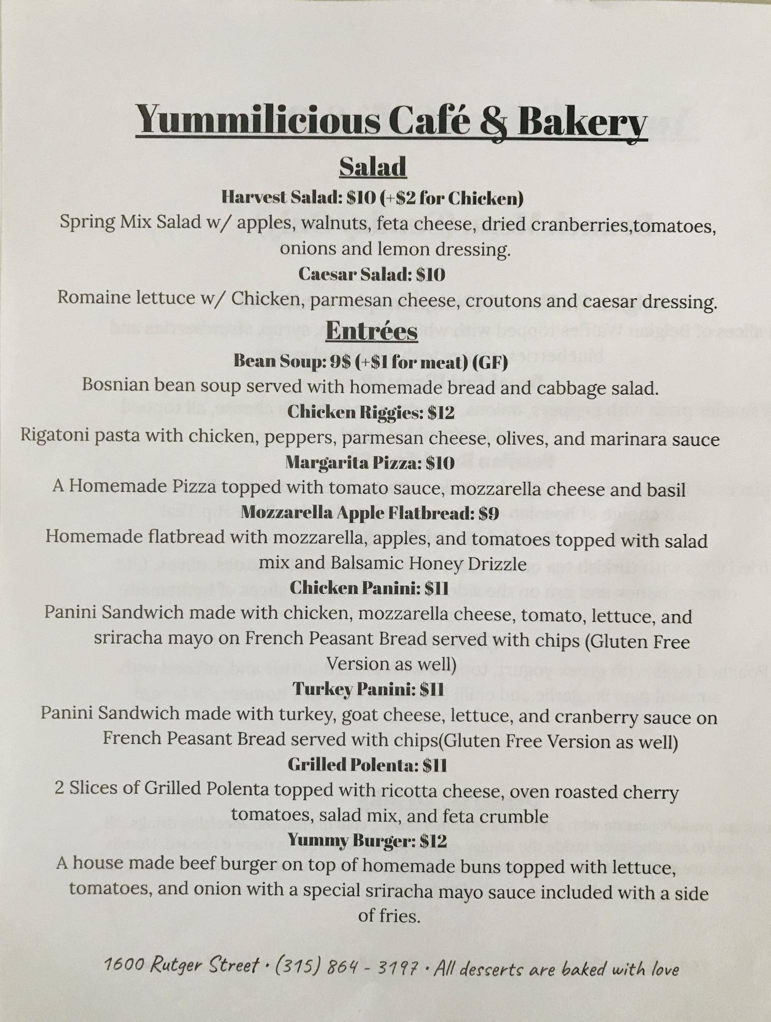 Yummilicious Cafe & Bakery | restaurant | 1600 Rutger St, Utica, NY 13501, USA | 3158643197 OR +1 315-864-3197