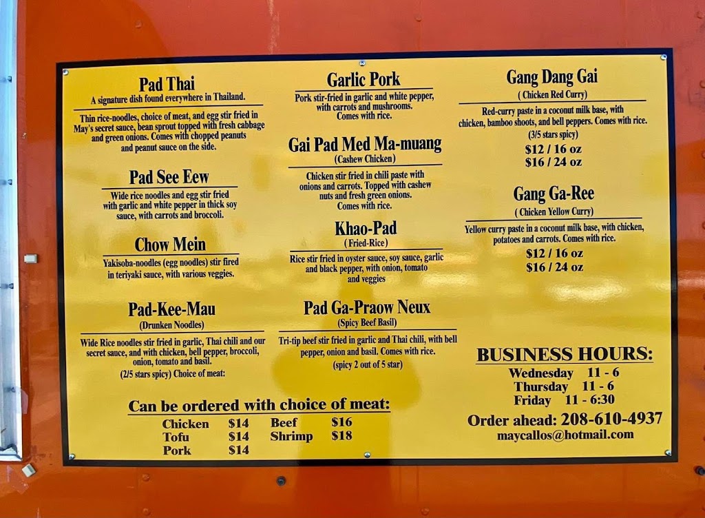 Mays Thai Pumpkin | restaurant | 5838 U.S. Rte 2, Priest River, ID 83856, USA | 2084482900 OR +1 208-448-2900