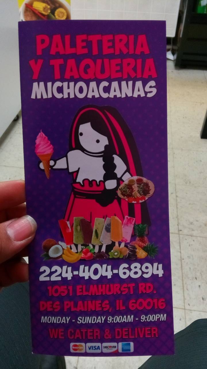 Paleteria Y Taqueria Michoacanas | restaurant | 1051 Elmhurst Rd, Des Plaines, IL 60016, USA | 2244046894 OR +1 224-404-6894