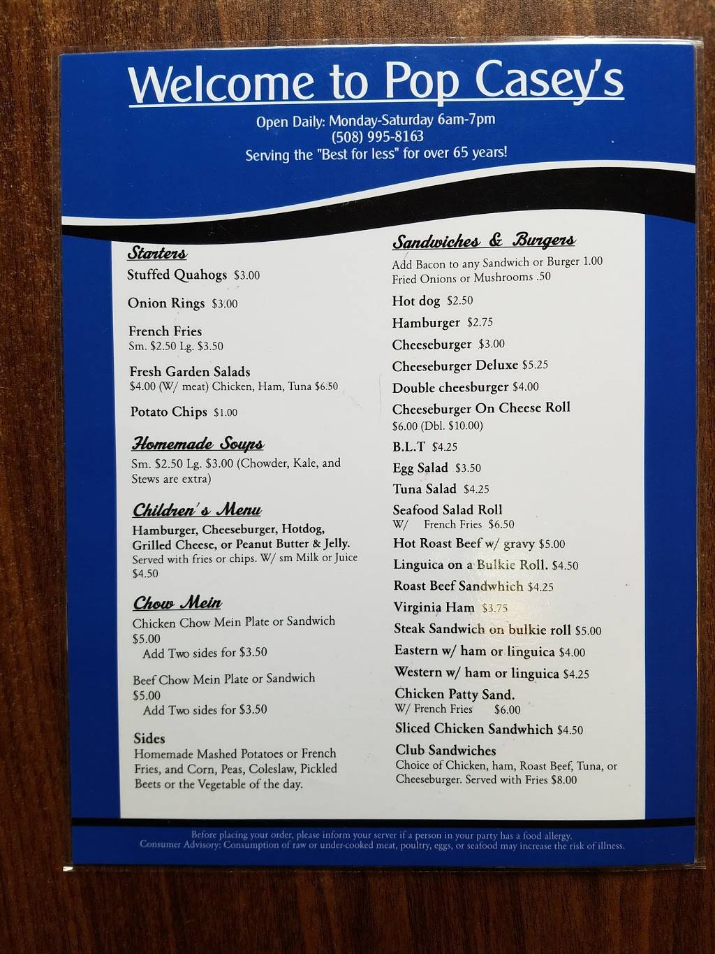 Pop Caseys | restaurant | 141 S Main St, Acushnet, MA 02743, USA | 5089958163 OR +1 508-995-8163