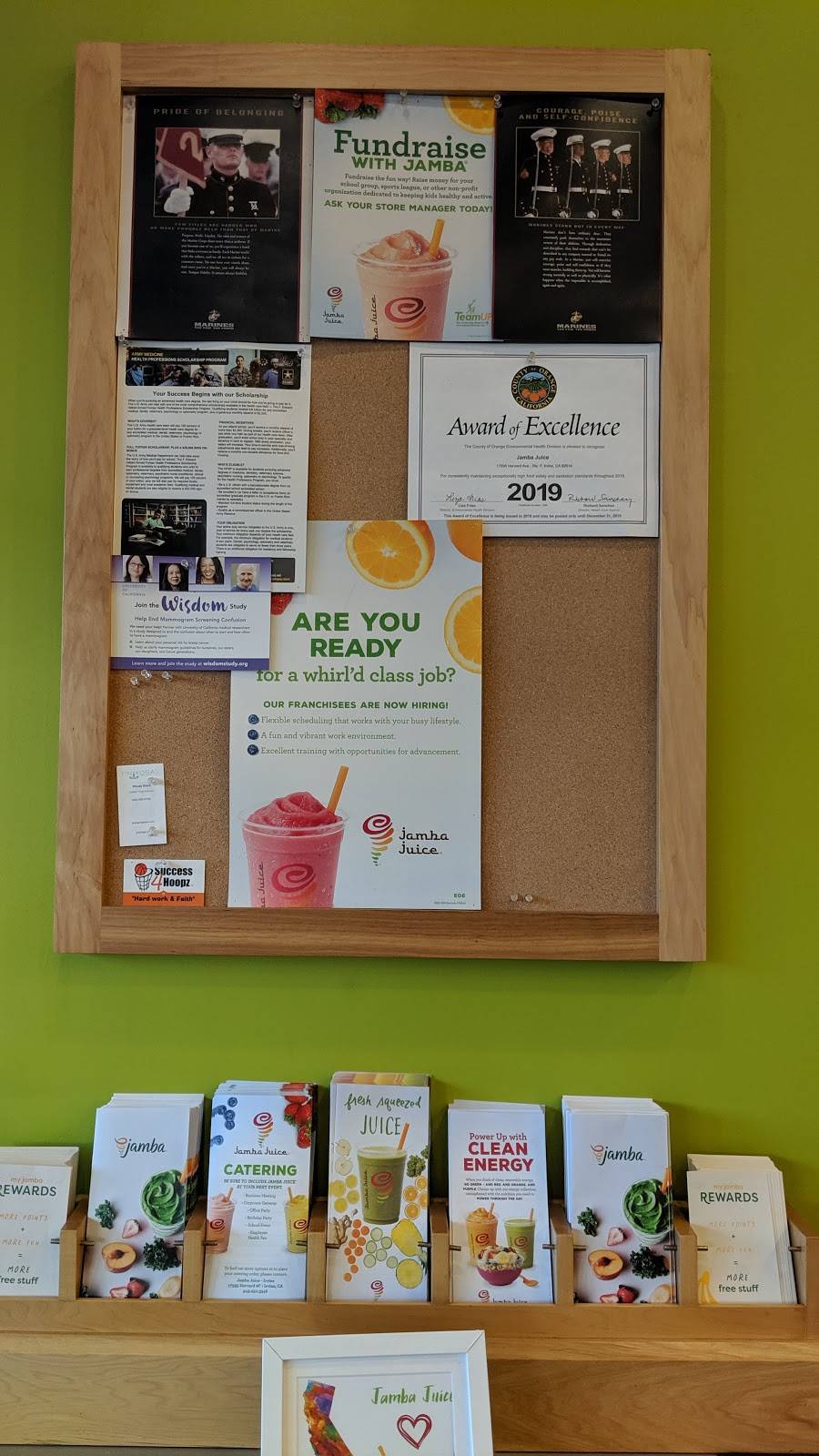 Jamba | restaurant | 17595 Harvard Ave Suite F, Irvine, CA 92614, USA | 9492503348 OR +1 949-250-3348