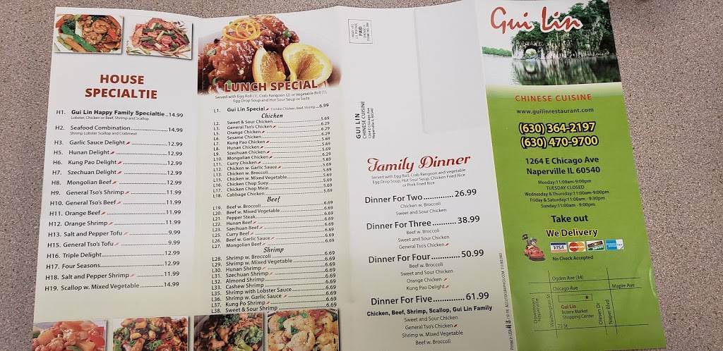 Gui Lin Chinese Cuisine | restaurant | 1264 E Chicago Ave, Naperville, IL 60540, USA | 6303642197 OR +1 630-364-2197