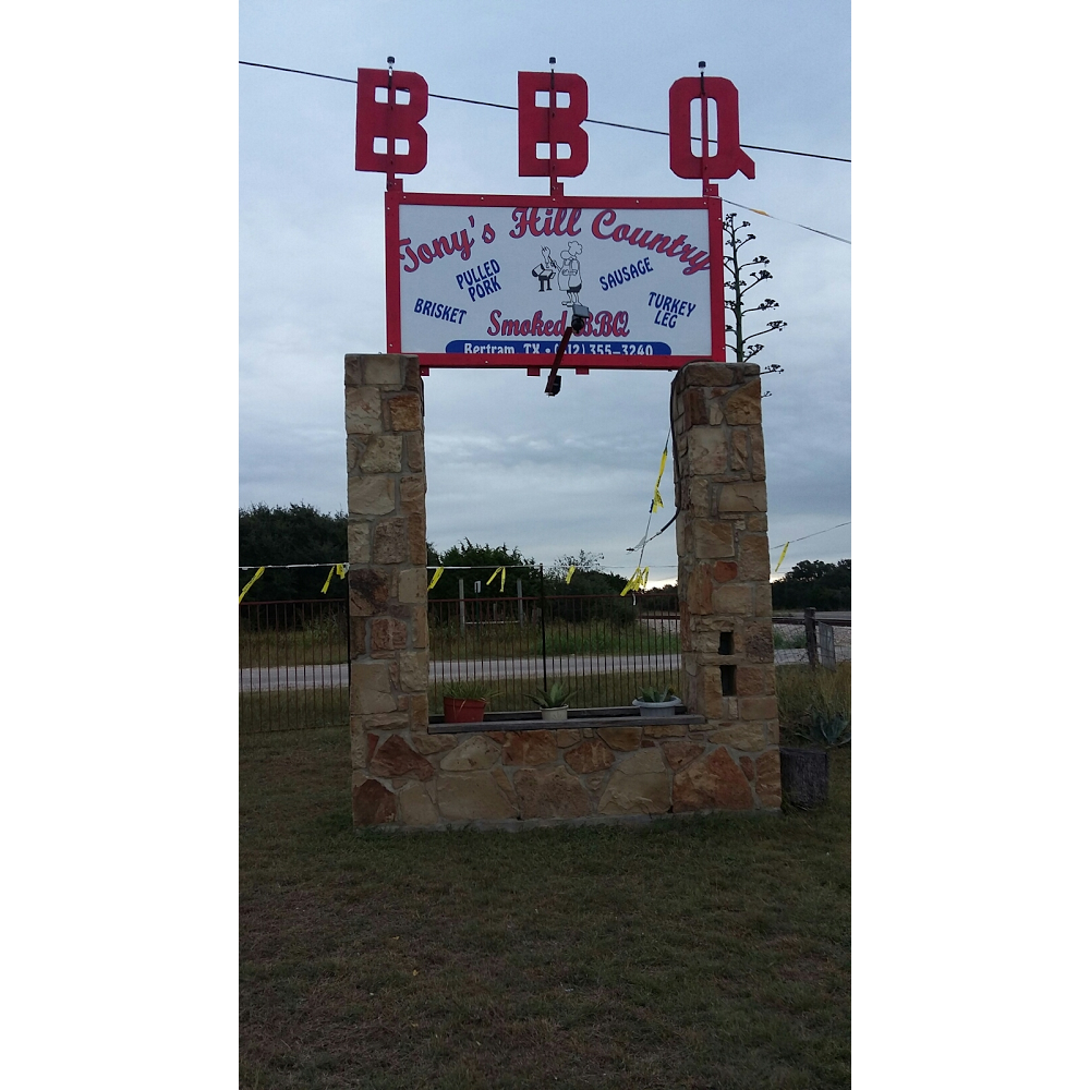 Tonys Hill Country Smoke BBQ | restaurant | 200 Co Rd 258, Bertram, TX 78605, USA | 5123553240 OR +1 512-355-3240