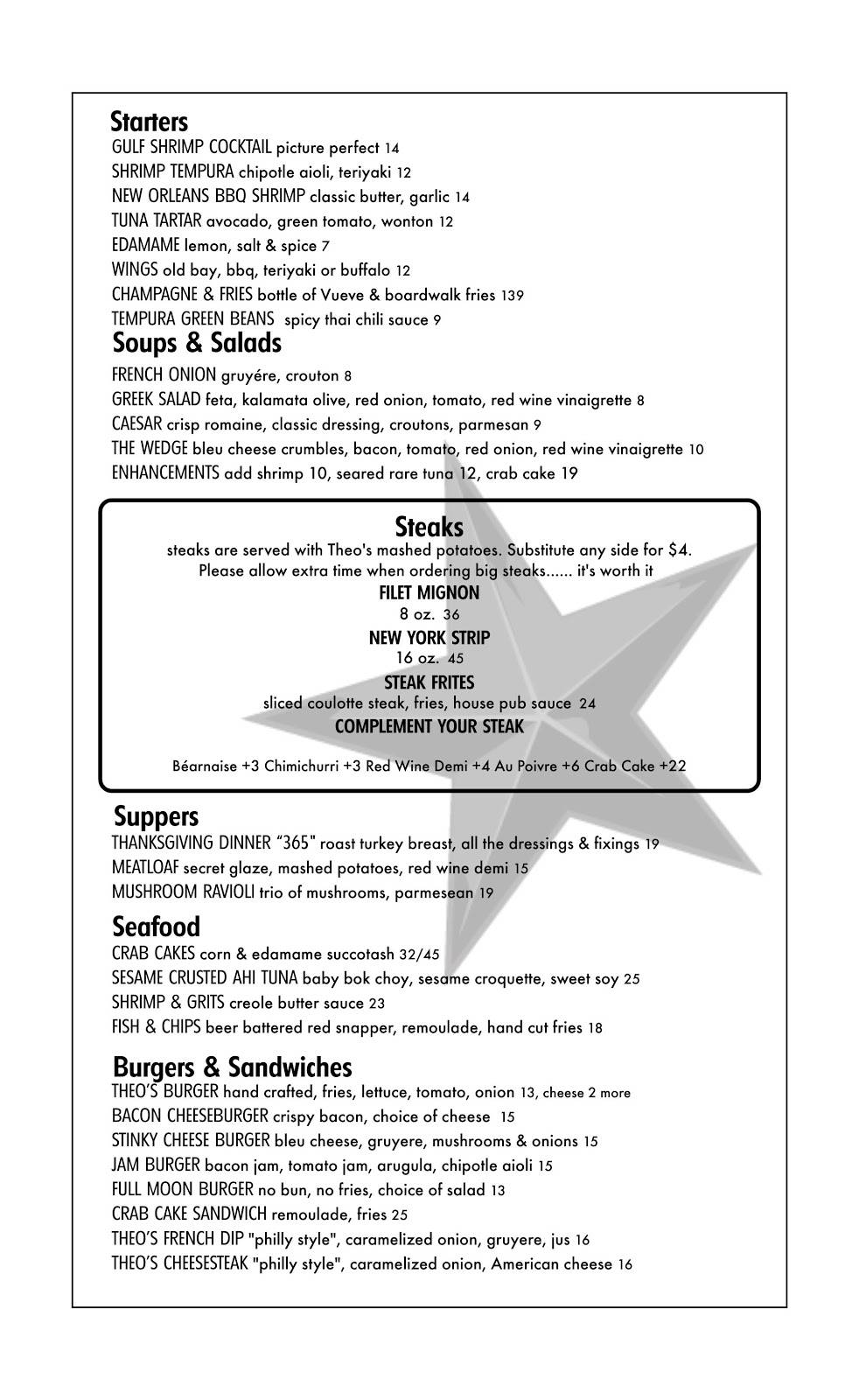 Theos Steak, Sides & Spirits - Rehoboth Beach | restaurant | 44 Baltimore Ave, Rehoboth Beach, DE 19971, USA | 3022277107 OR +1 302-227-7107