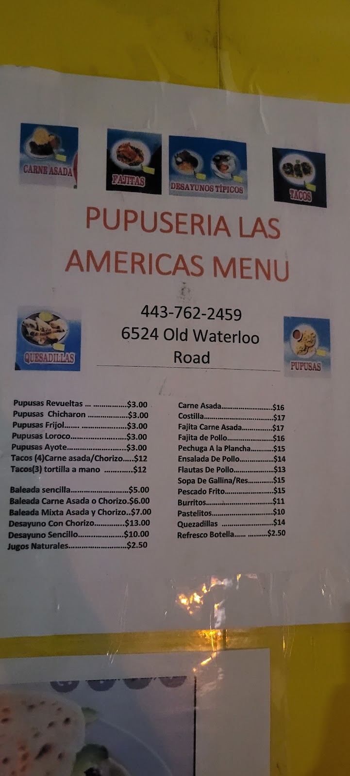 Pupuseria Las Americas | restaurant | 6524 Old Waterloo Rd, Elkridge, MD 21075, USA | 4437622459 OR +1 443-762-2459