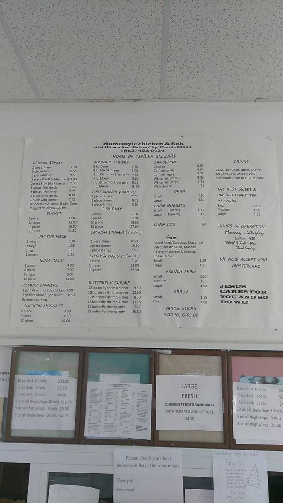 Homestyle Chicken N Fish | restaurant | 404 E Hinson Ave, Haines City, FL 33844, USA | 8634220734 OR +1 863-422-0734