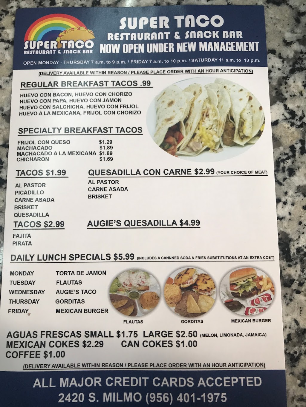 Super Taco!! | restaurant | 2499-2401 S Milmo Ave, Laredo, TX 78046, USA | 9564011975 OR +1 956-401-1975