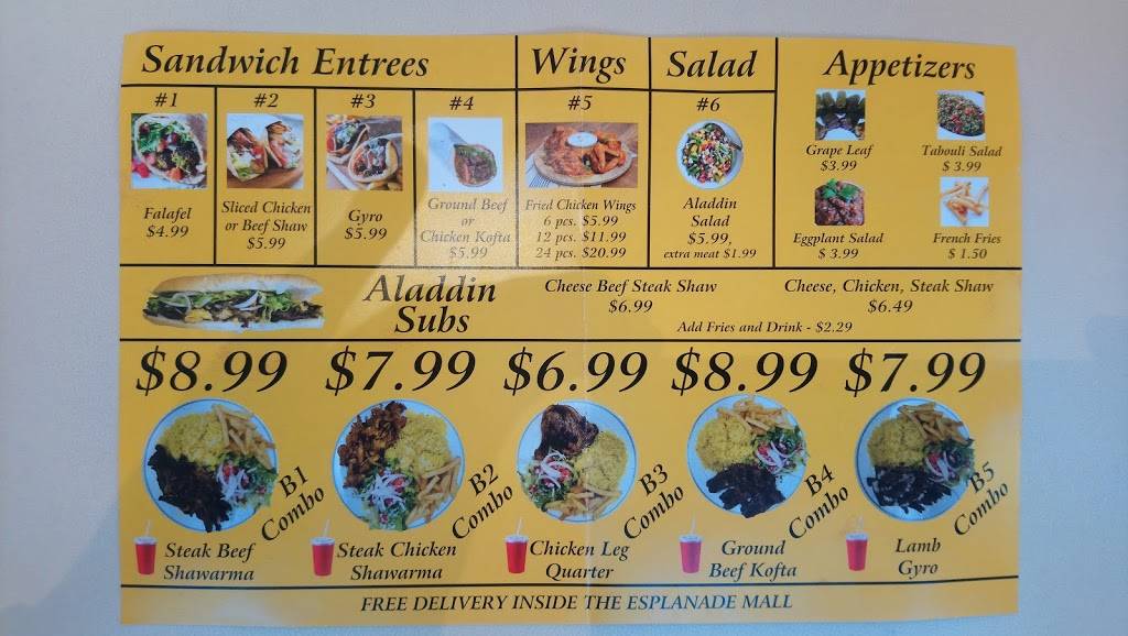 Aladdin Grill, LLC | restaurant | 1401 W Esplanade Ave STE 826, Kenner, LA 70065, USA | 5044055230 OR +1 504-405-5230