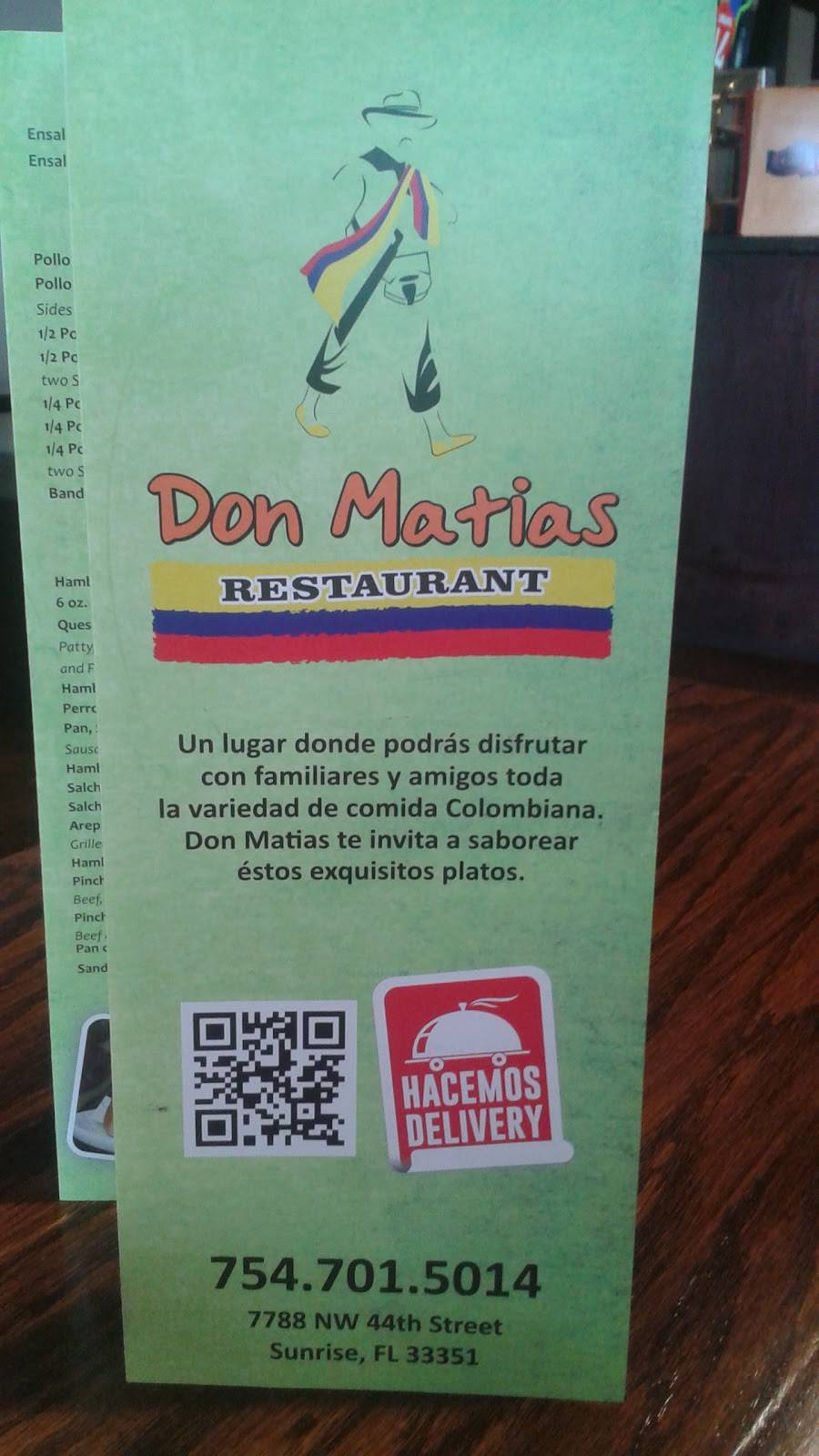 Don Matias Restaurant Sunrise | restaurant | 7788 NW 44th St, Sunrise, FL 33351, USA | 7547015014 OR +1 754-701-5014