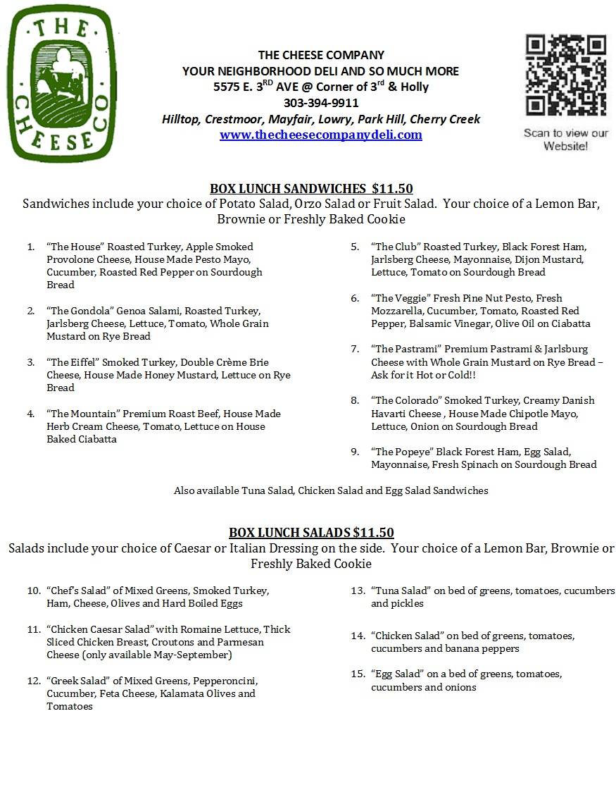 The Cheese Company Deli Cafe | restaurant | 5575 E 3rd Ave # C, Denver, CO 80220, USA | 3033949911 OR +1 303-394-9911