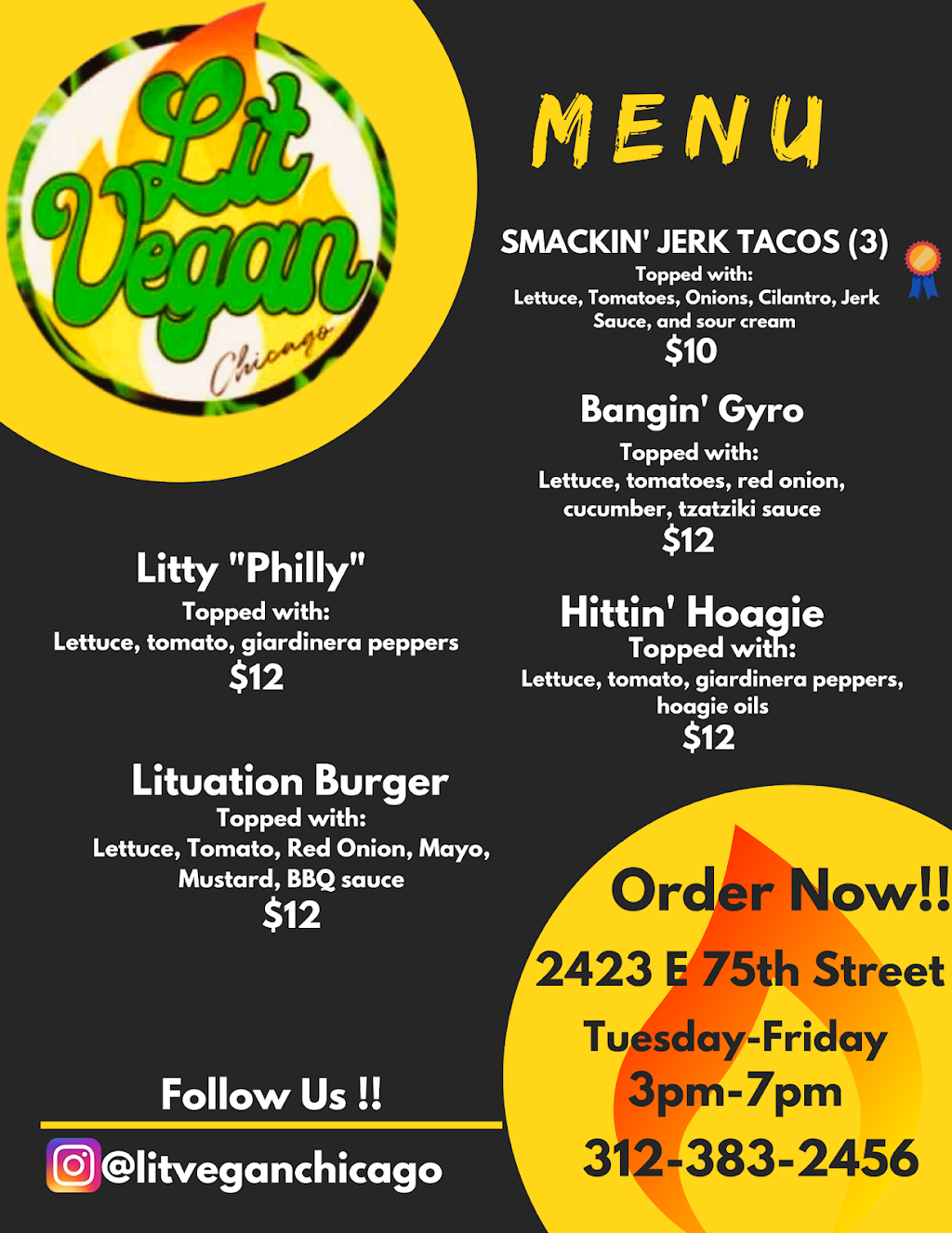 Lit Vegan Chicago | restaurant | 2427 E 75th St, Chicago, IL 60649, USA | 3123832456 OR +1 312-383-2456