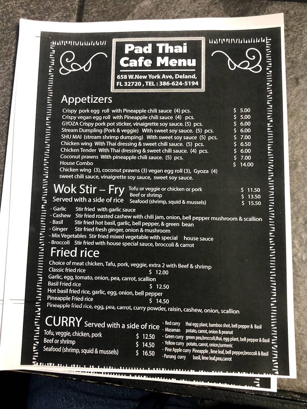 Pad Thai Cafe | restaurant | 636 W New York Ave, DeLand, FL 32720, USA | 3866245194 OR +1 386-624-5194