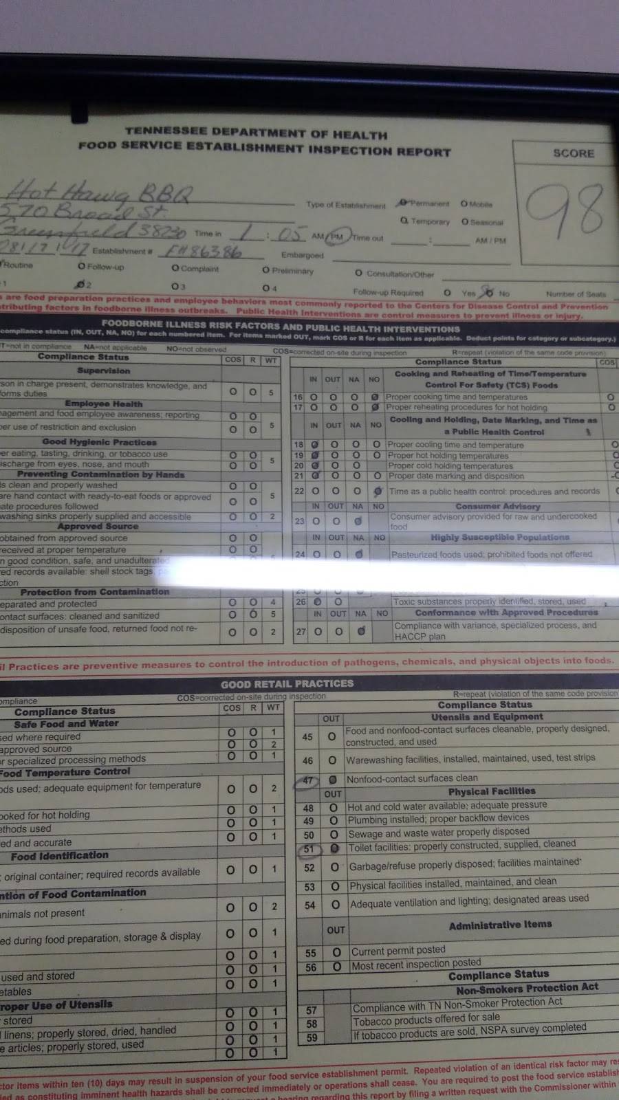 Hot Hawg BBQ | restaurant | 773 Shades Bridge Rd, Greenfield, TN 38230, USA | 7315142392 OR +1 731-514-2392