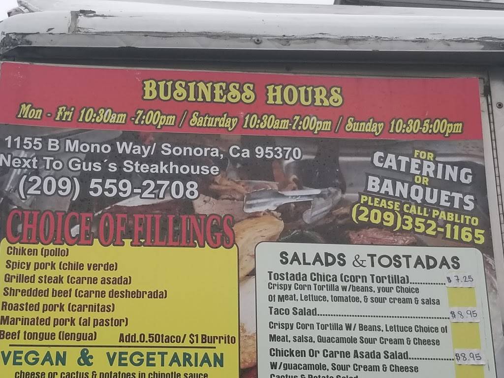 Pablitos Burrito Express | restaurant | 1155 Mono Way, Sonora, CA 95370, USA | 2095592708 OR +1 209-559-2708