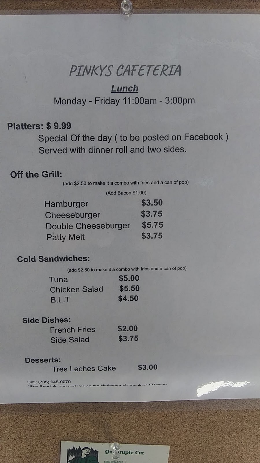 Pinkys Cafeteria | restaurant | 2570 Q Ave, Herington, KS 67449, USA | 7856450070 OR +1 785-645-0070