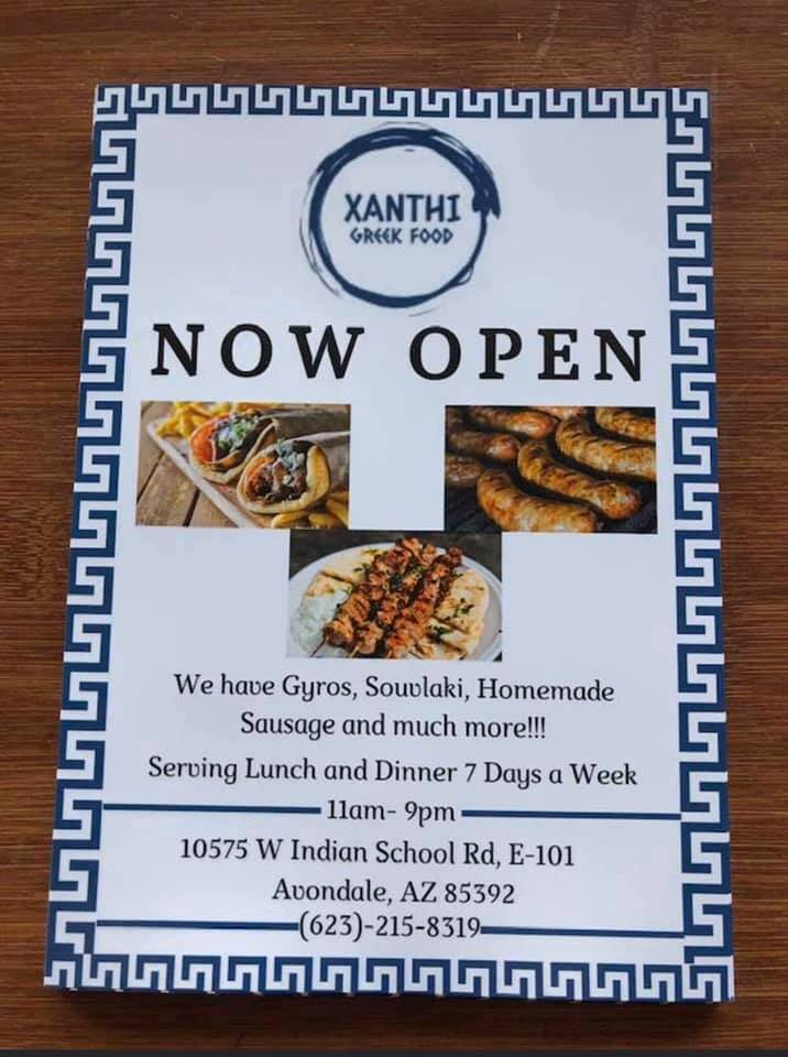 Xanthi Greek Food | restaurant | 10575 W Indian School Rd #101, Avondale, AZ 85392, USA | 6232158319 OR +1 623-215-8319