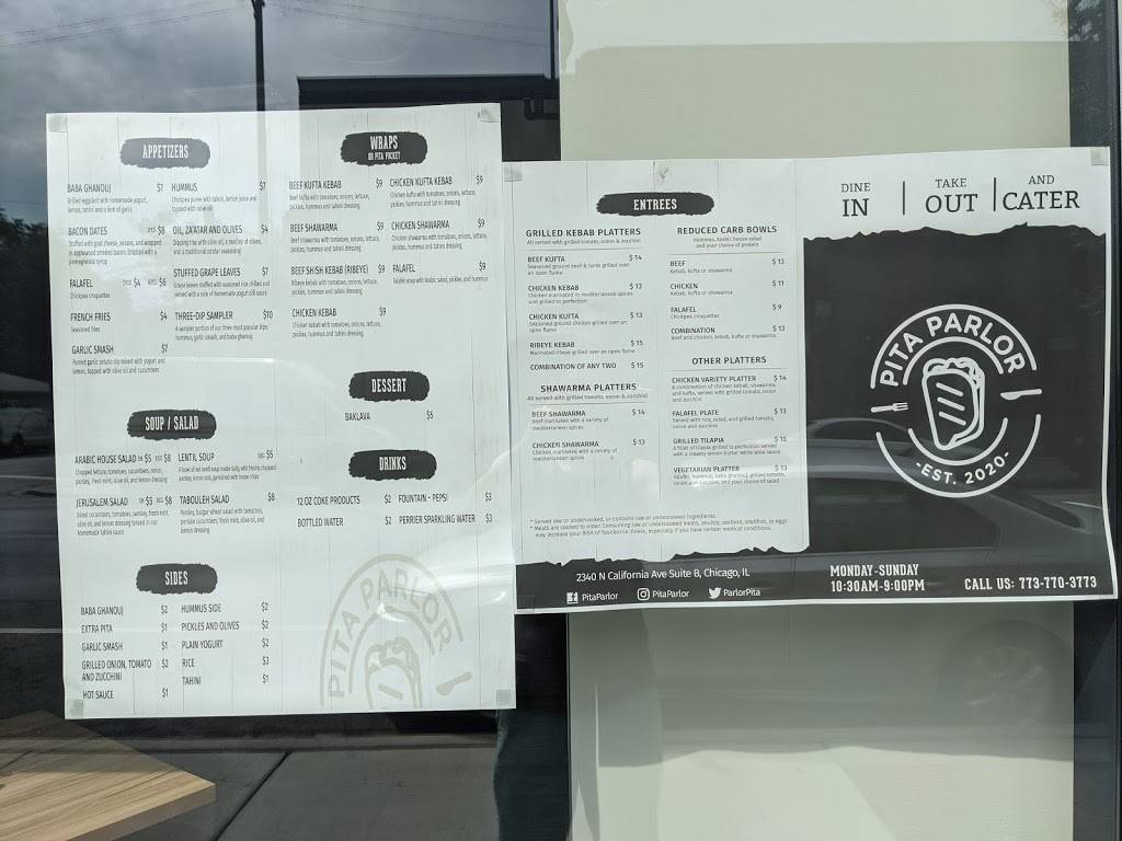 Pita Parlor | restaurant | 2340 N California Ave Suite B, Chicago, IL 60647, USA | 7737703773 OR +1 773-770-3773