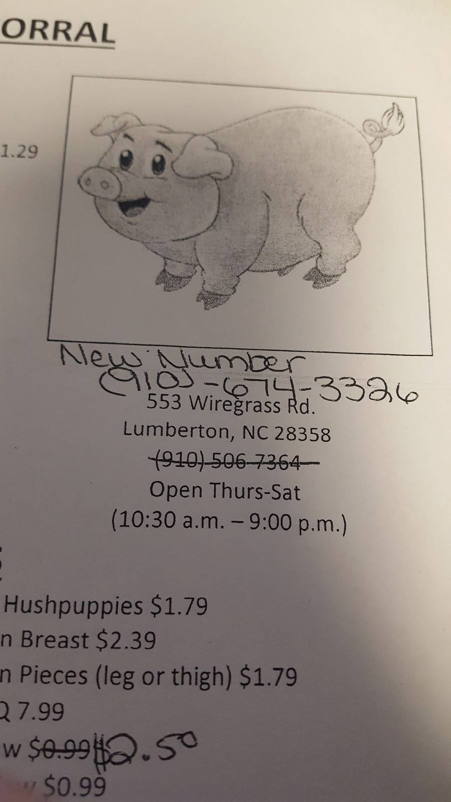 Roys Country Corral | restaurant | 553 Wire Grass Rd, Lumberton, NC 28358, USA | 9106743326 OR +1 910-674-3326