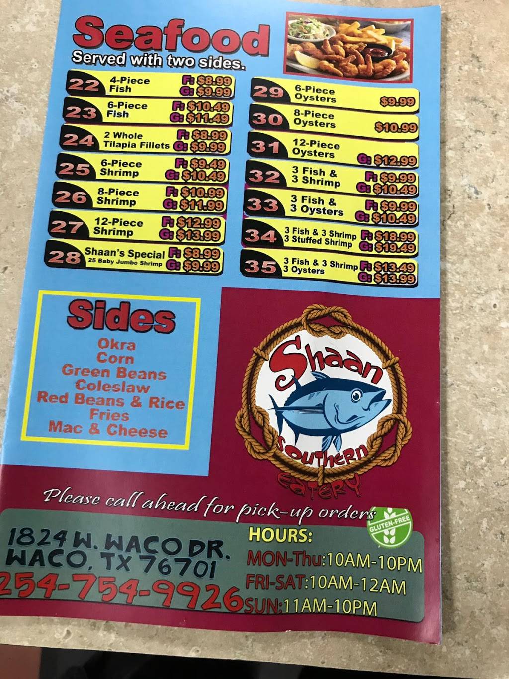 SHAAN SOUTHERN EATERY | restaurant | 1824 W Waco Dr, Waco, TX 76701, USA | 2547549926 OR +1 254-754-9926