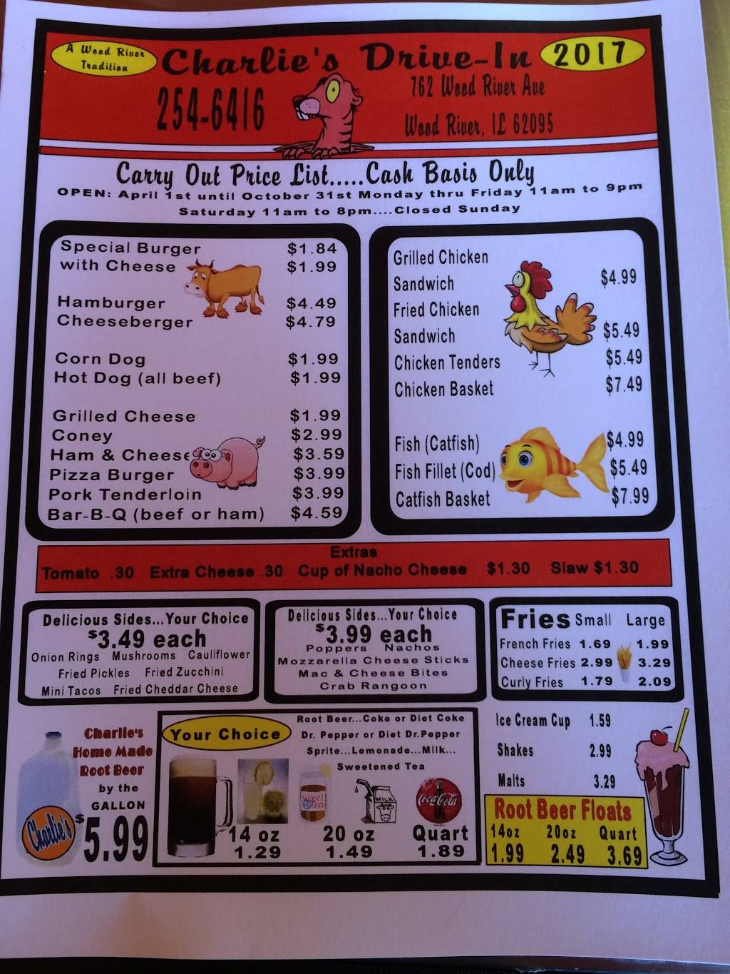Charlies Drive-In | restaurant | 762 Wood River Ave, Wood River, IL 62095, USA | 6182546416 OR +1 618-254-6416