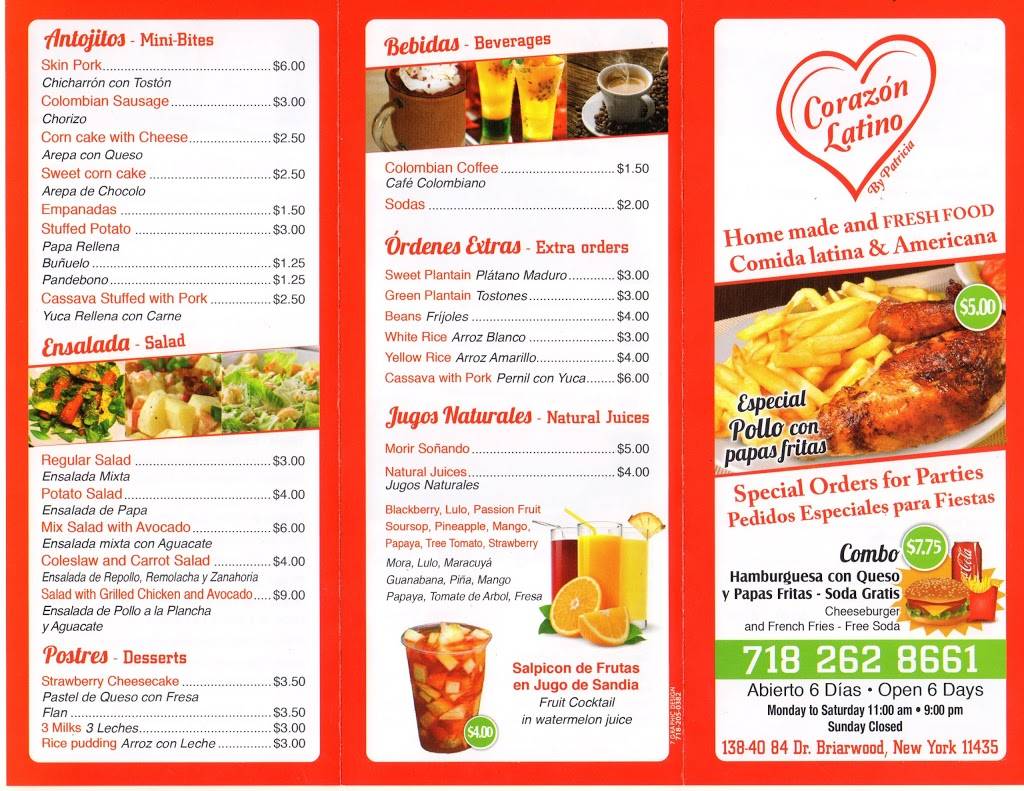 Corazon Latino | restaurant | 138-40 84th Dr, Briarwood, NY 11435, USA | 7182628661 OR +1 718-262-8661