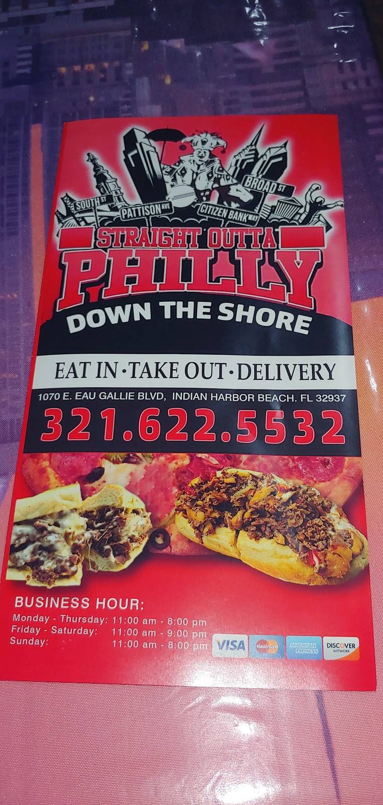 Straight Outta Philly Down The Shore | restaurant | 1070 E Eau Gallie Blvd, Indian Harbour Beach, FL 32937, USA | 3216225532 OR +1 321-622-5532