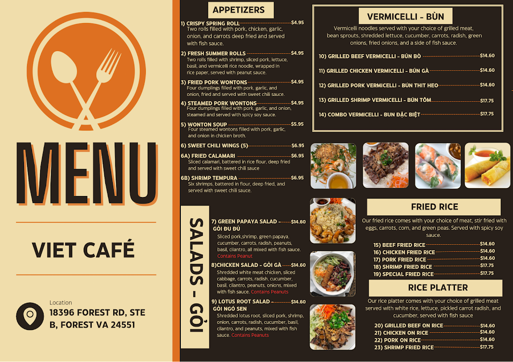Viet Cafe | restaurant | 18396 Forest Rd, Forest, VA 24551, USA | 4346162192 OR +1 434-616-2192