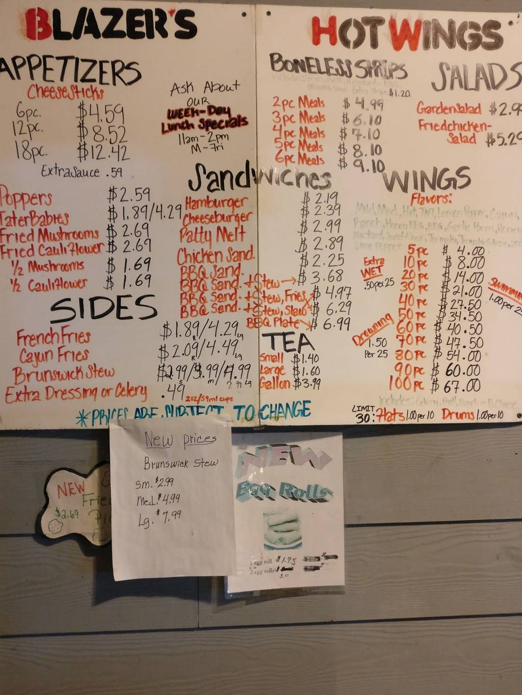 Blazers Big Wing | restaurant | 23 Tyus Carrollton Rd # B, Carrollton, GA 30117, USA | 7708368844 OR +1 770-836-8844