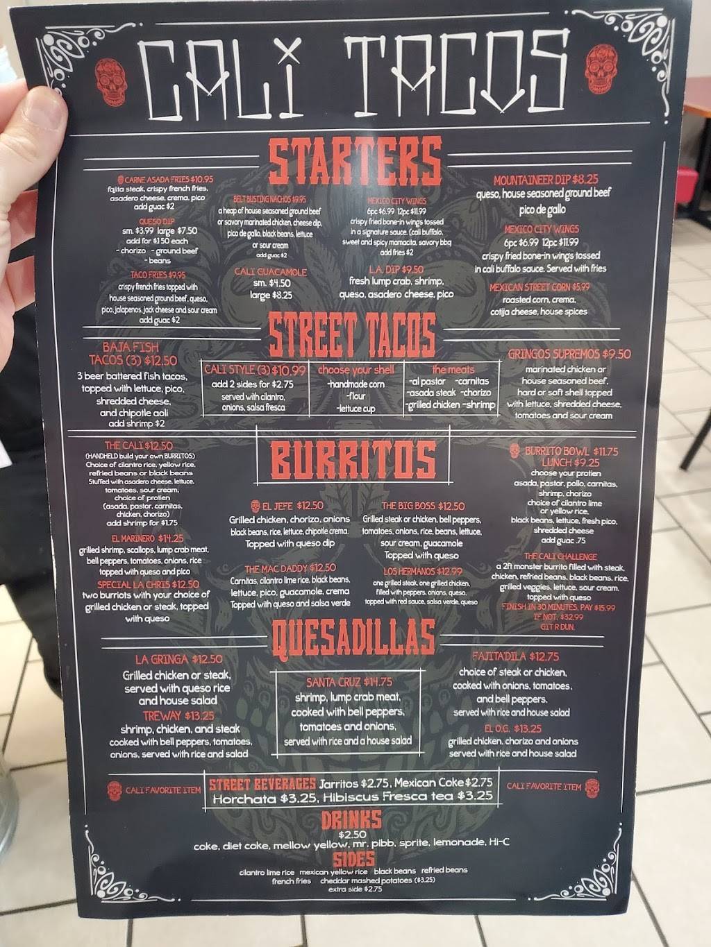 Cali Tacos | restaurant | 4847 Maccorkle Ave SW, South Charleston, WV 25309, USA | 6812052488 OR +1 681-205-2488