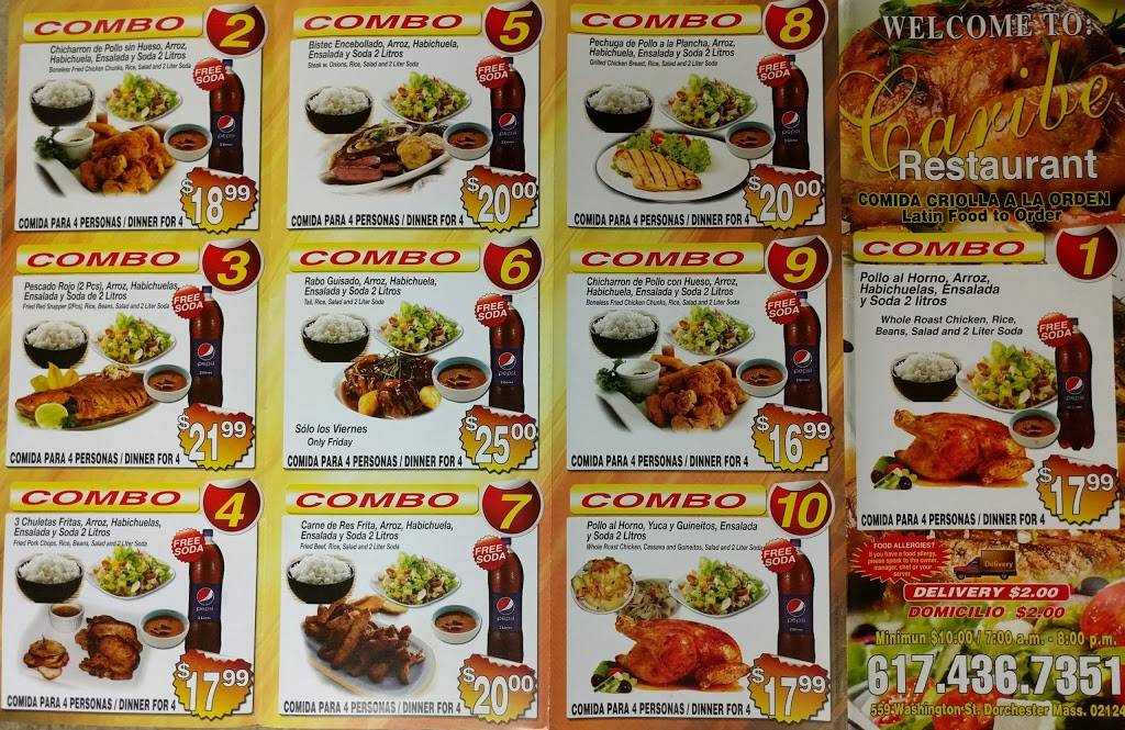 Caribe Restaurant | restaurant | 559 Washington St, Boston, MA 02124, USA | 6174367351 OR +1 617-436-7351