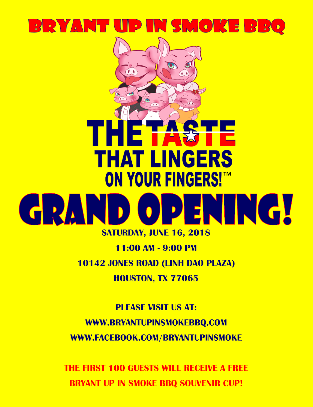 BRYANT UP IN SMOKE BBQ | restaurant | LINH DAO PLAZA, 10142 Jones Rd, Houston, TX 77065, USA | 7137266910 OR +1 713-726-6910