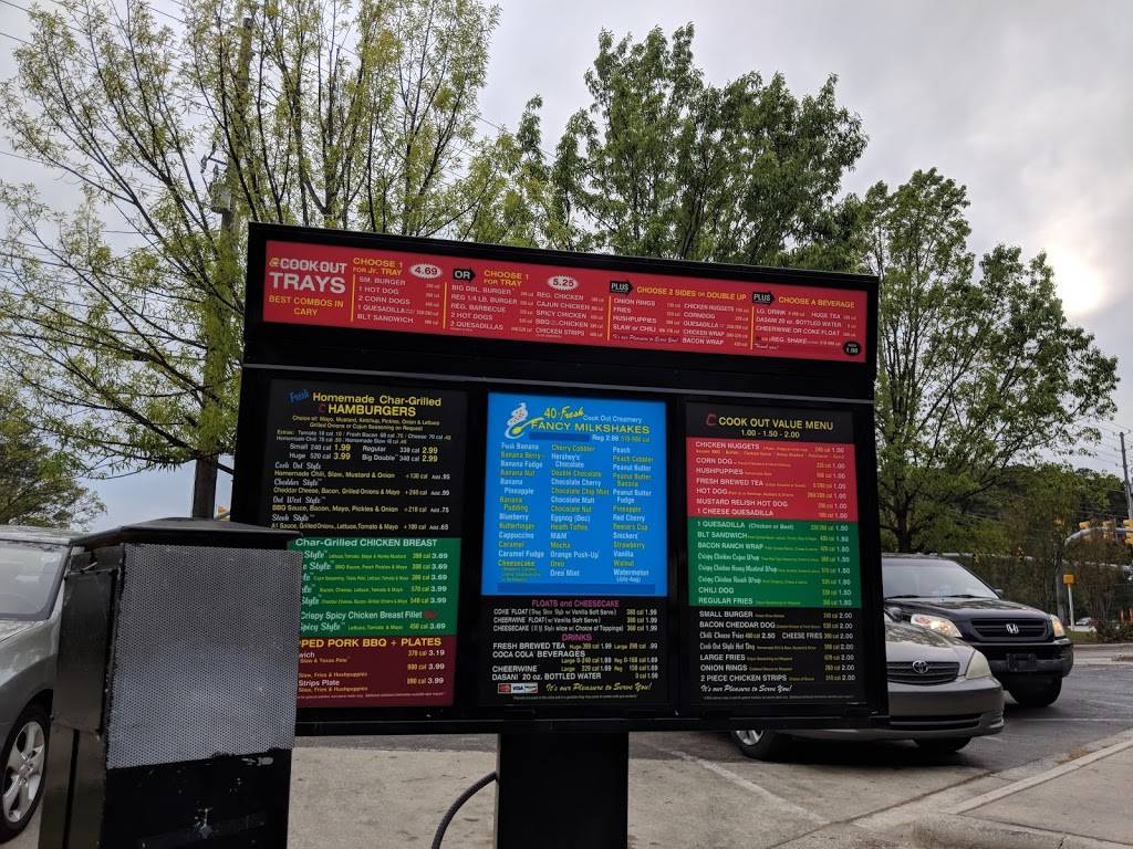 Cook Out | restaurant | 1607 Walnut St, Cary, NC 27511, USA | 8665470011 OR +1 866-547-0011