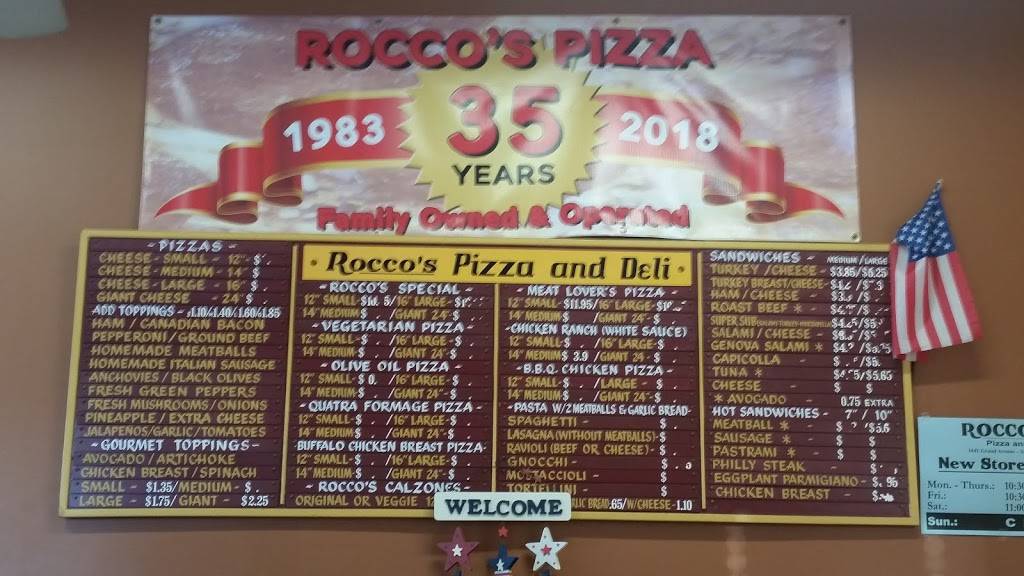 Roccos Pizza Deli | restaurant | 1641 Grand Ave, San Marcos, CA 92078, USA | 7607448012 OR +1 760-744-8012